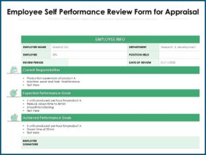 Employee Performance Appraisal Form Example