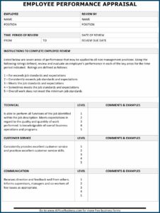 Employee Performance Appraisal Form Pdf