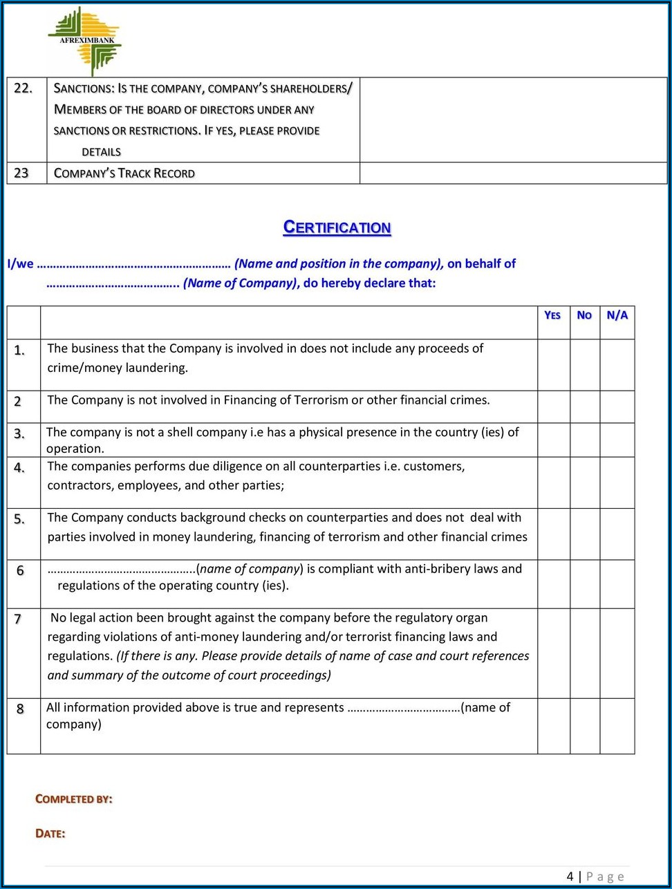 Enhanced Due Diligence Forms