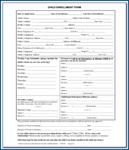 Enrollment Forms For Daycare