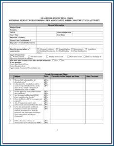 Epa Swppp Inspection Template