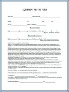 Equipment Rental Forms Free