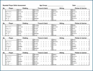 Fastpitch Softball Player Evaluation Forms