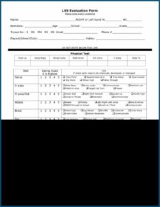 Fastpitch Softball Tryout Softball Player Evaluation Form