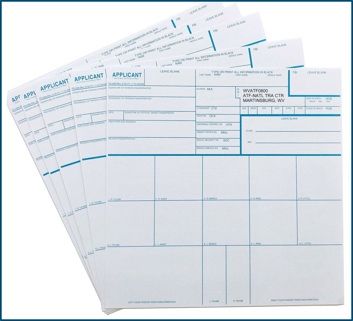 Fbi Fingerprint Card Form No. Fd 258