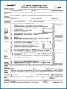Federal Tax Form 1040nr Ez