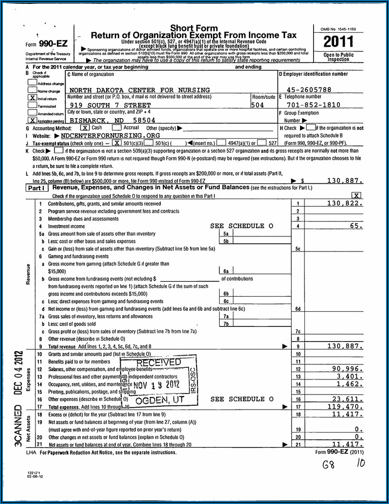 Federal Tax Form 990 Ez Schedule A