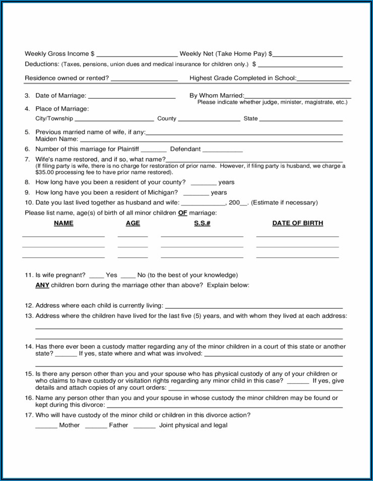 Filing For Divorce In Michigan Forms