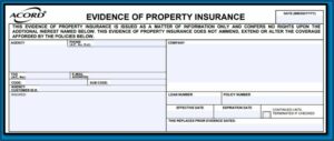 Fillable Acord Form Evidence Of Property Insurance