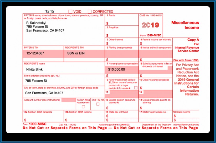 Filling Out A 1099 Tax Form
