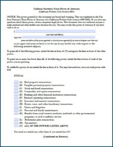 Financial Durable Power Of Attorney Form California