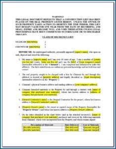 Fl Mechanics Lien Form
