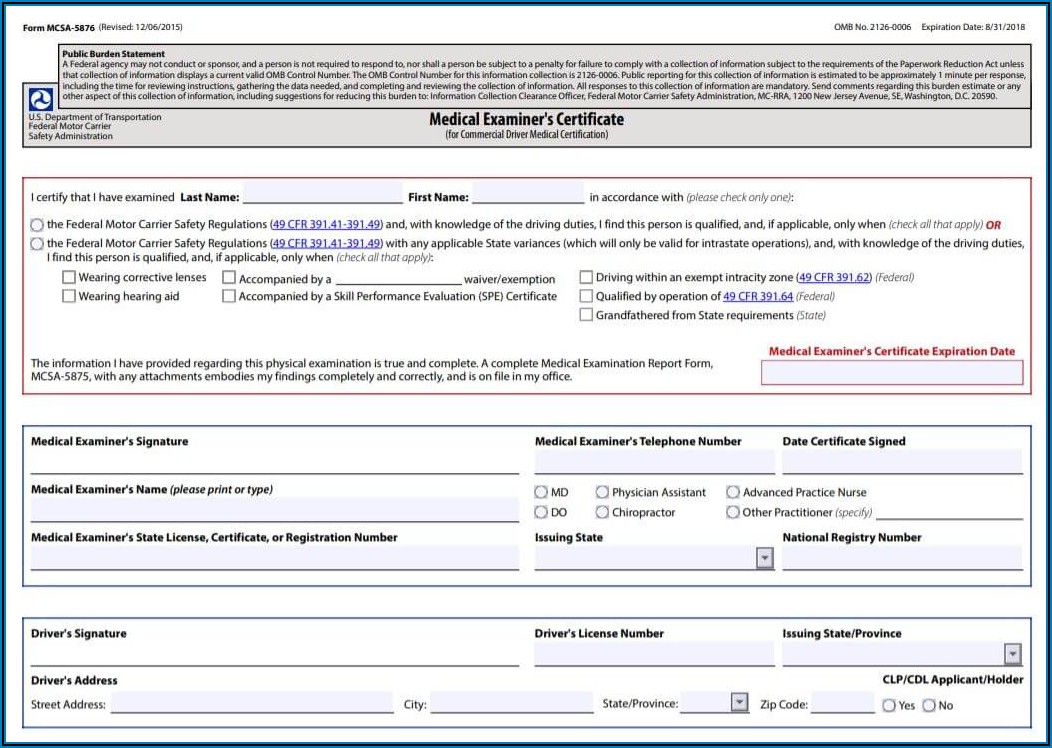 Florida Dot Cdl Physical Form