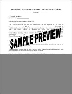 Florida Lien Waiver Release Forms