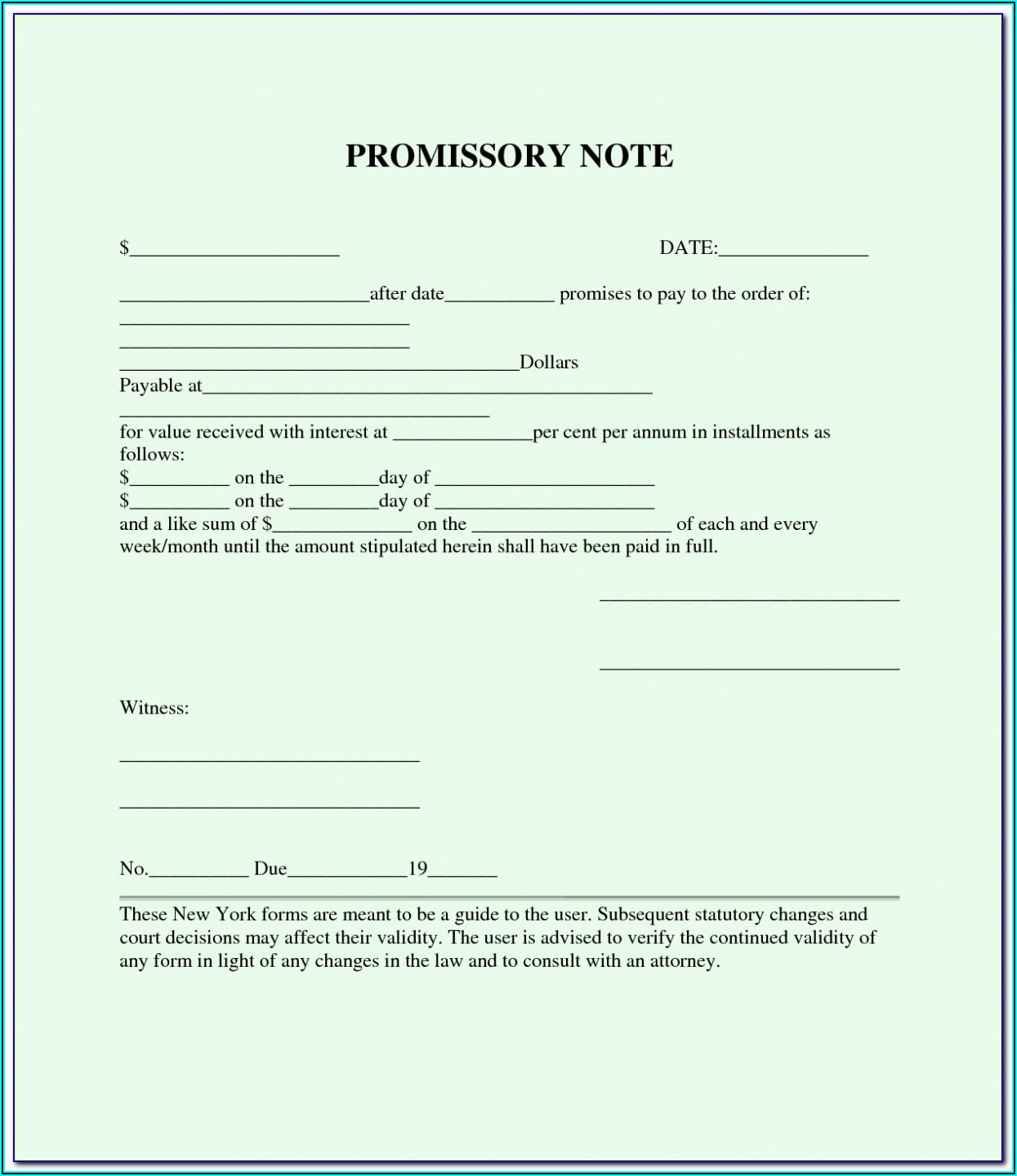 Florida Promissory Note (loan Agreement) Template