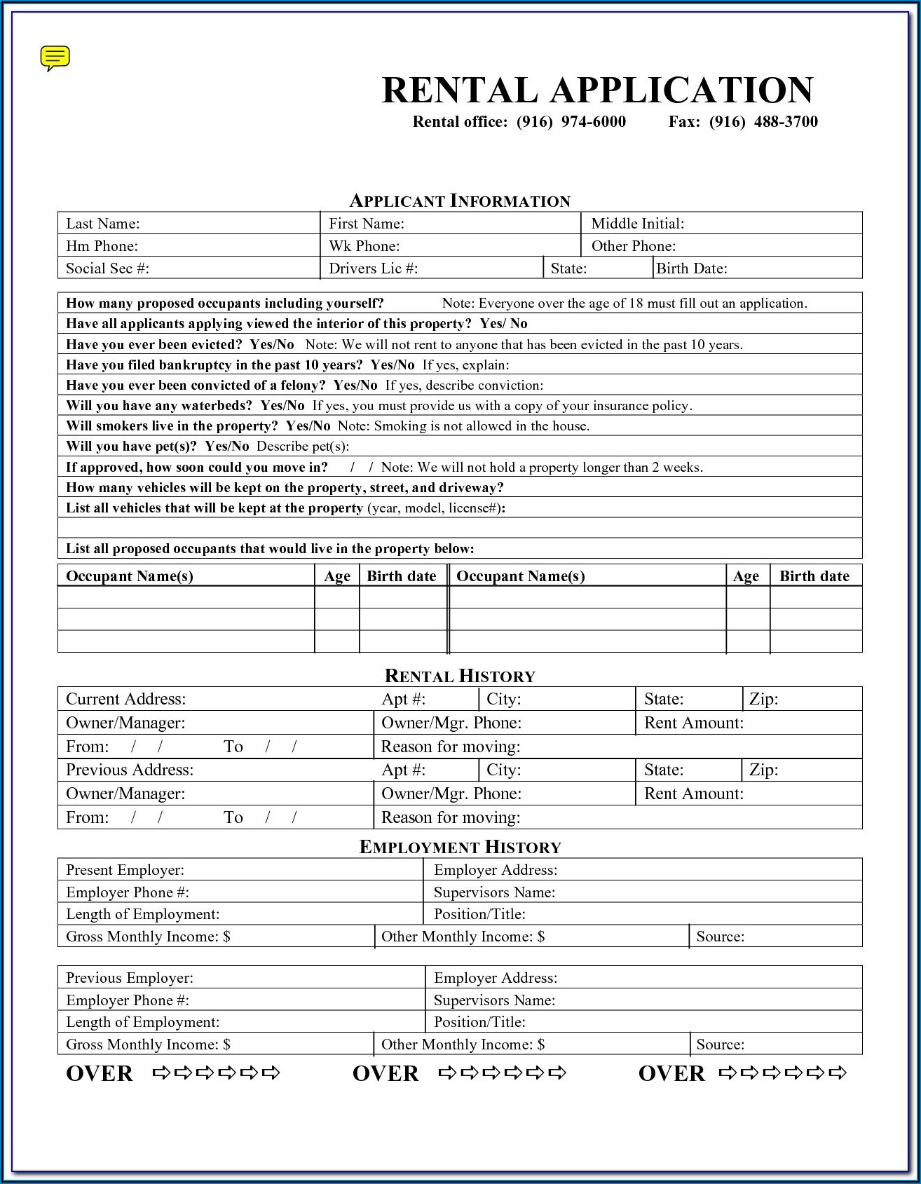 Florida Tenant Application Form Pdf