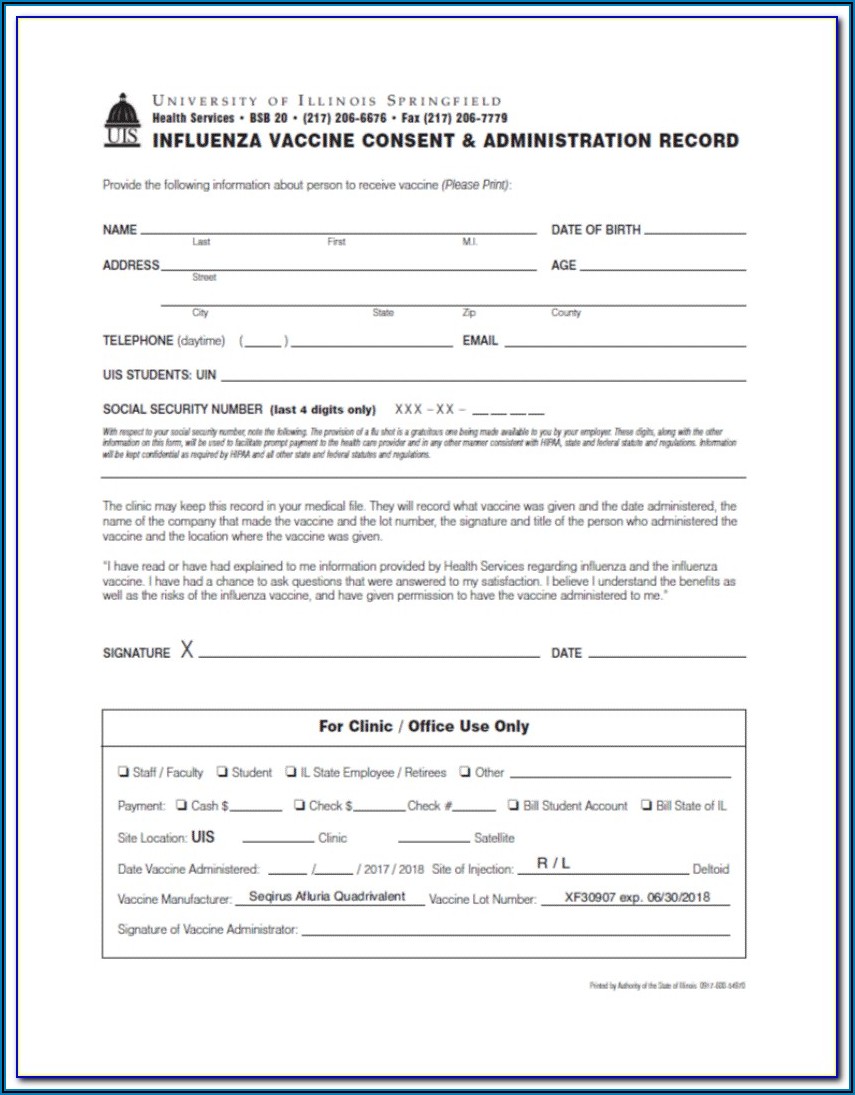 Flu Shot Verification Form 2018