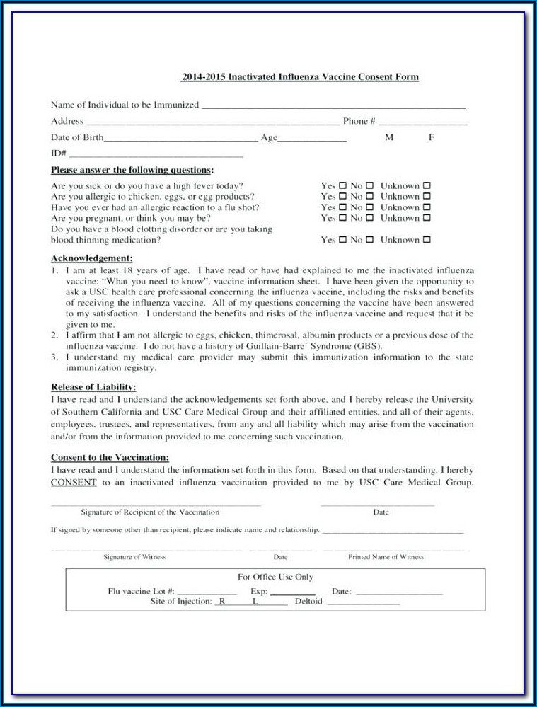 Flu Shot Verification Form 2019