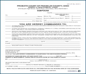 Franklin County Ohio Probate Court Forms