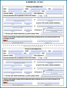 Free Alabama Automobile Bill Of Sale Form