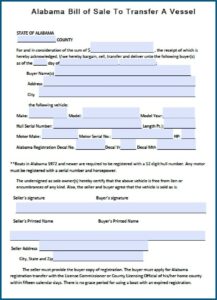 Free Alabama Boat Bill Of Sale Form