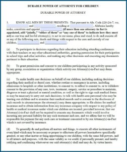 Free Alabama Durable Power Of Attorney Forms