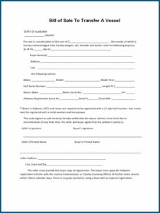 Free Bill Of Sale Form Alabama