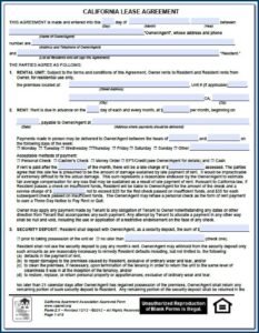 Free California House Rental Agreement Form