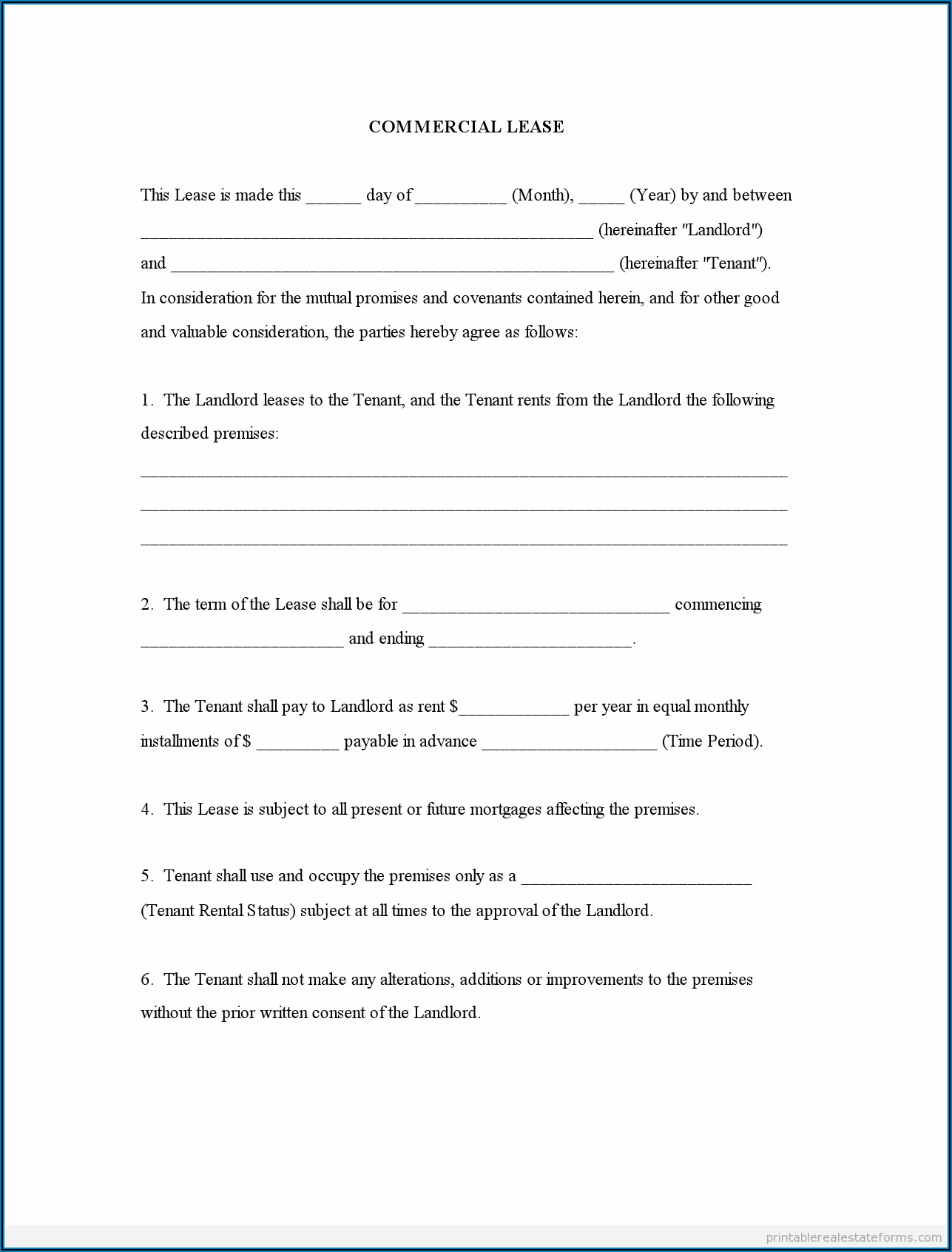 Free Commercial Lease Agreement Forms To Print