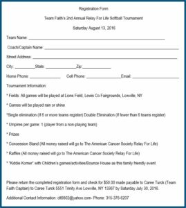 Free Dance Team Registration Form Template