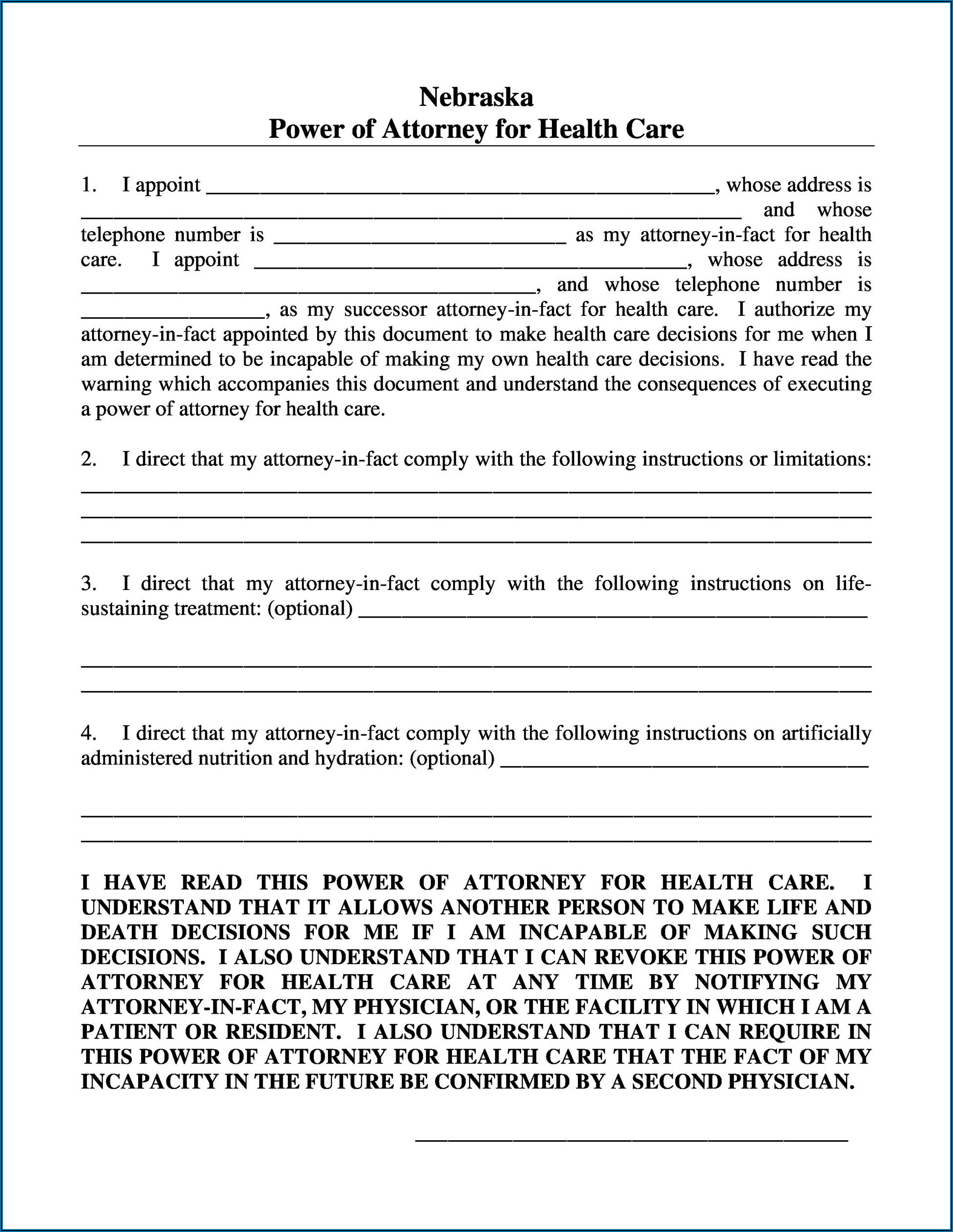Free Durable Power Of Attorney For Health Care Form Illinois