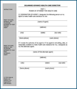 Free Living Will Forms Delaware