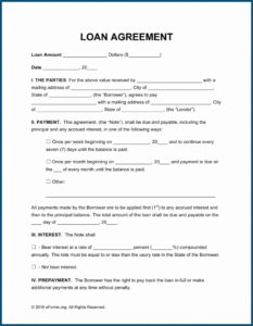 Free Loan Agreement Forms Templates