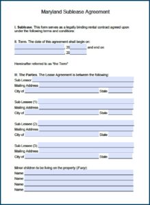 Free Maryland Residential Lease Agreement Form