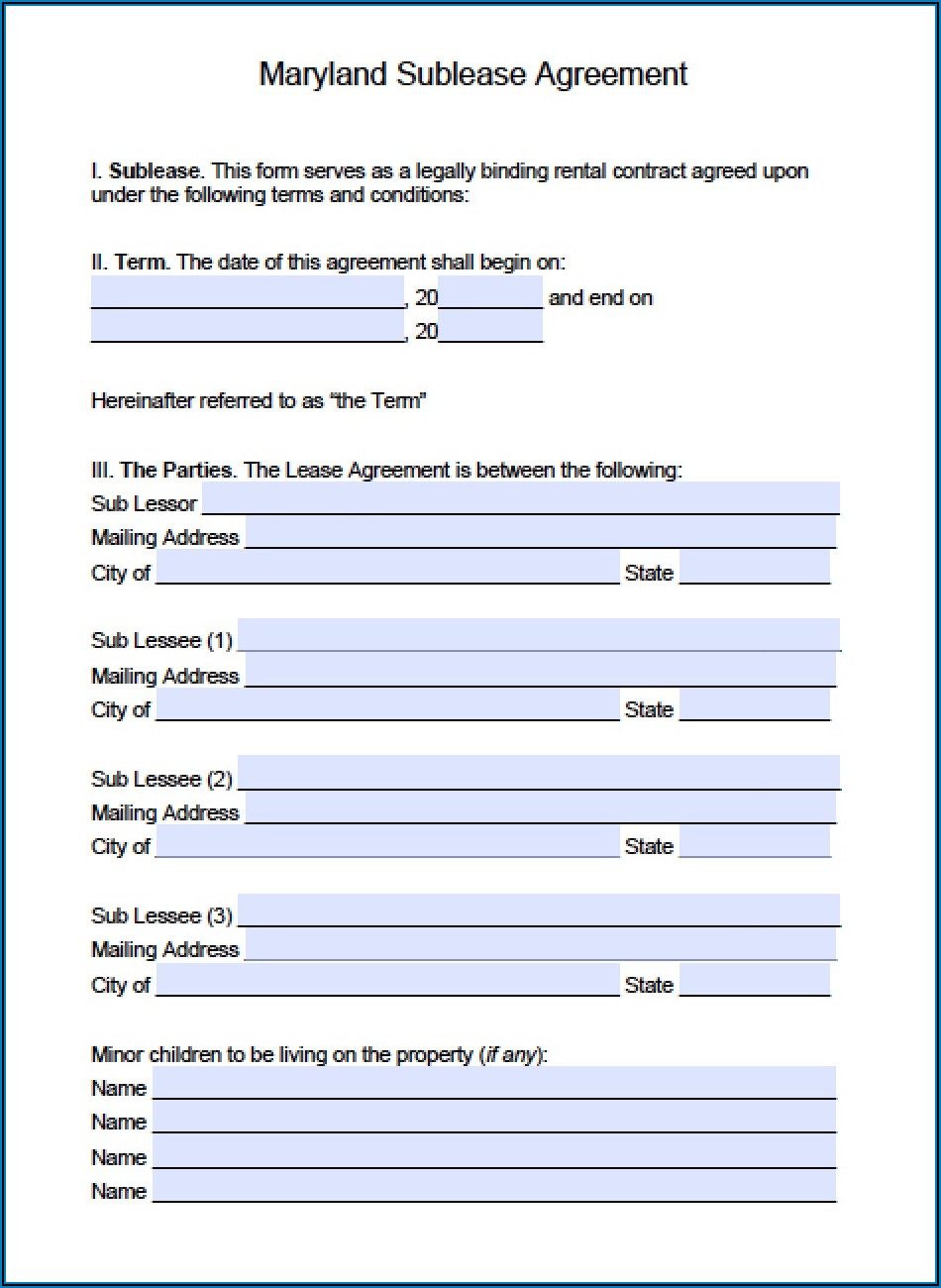 Free Maryland Residential Lease Agreement Form