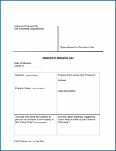 Free Mechanics Lien Form Alabama
