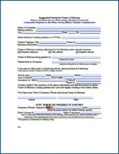 Free Medical Power Of Attorney Form New Jersey