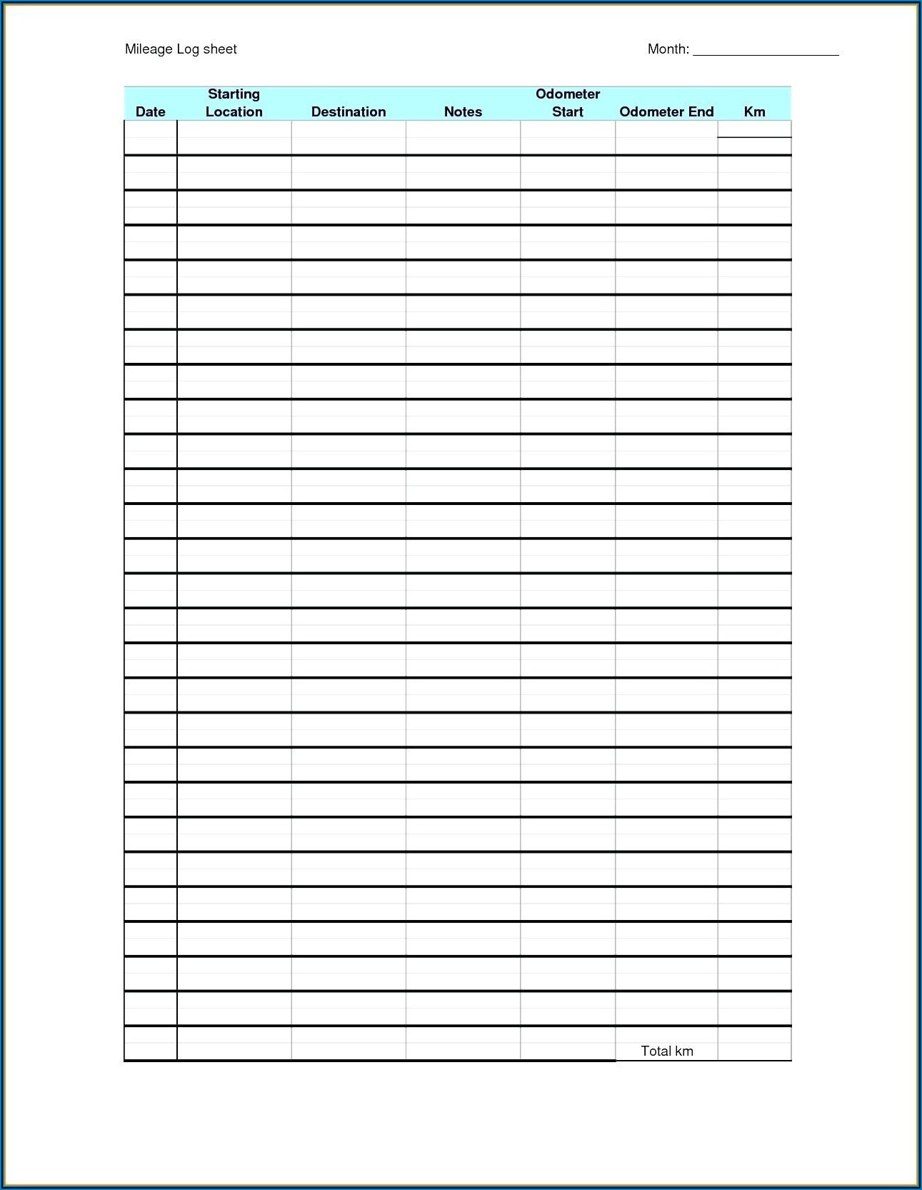 Free Mileage Log Form For Taxes