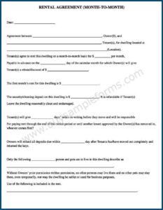 Free Month To Month Rental Agreement Forms