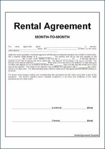 Free Month To Month Room Rental Agreement Form