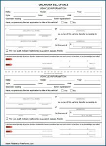 Free Motor Vehicle Bill Of Sale Form