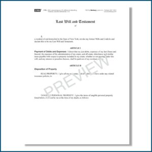 Free New York State Last Will And Testament Form