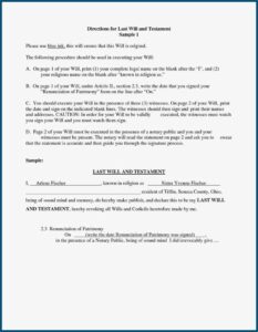 Free Ohio Last Will And Testament Form Pdf