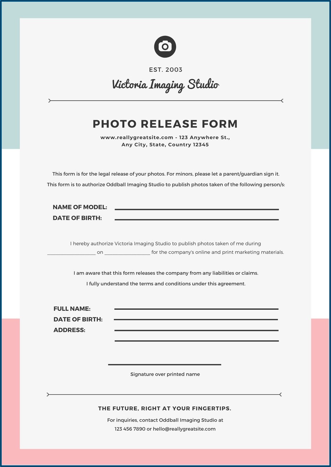 Free Photo Print Release Form