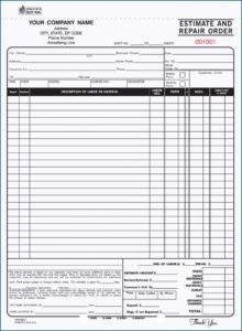 Free Printable Auto Body Repair Estimate Forms