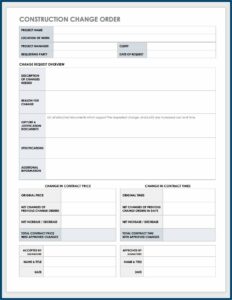 Free Printable Construction Change Order Forms