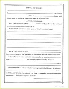Free Printable Last Will And Testament Blank Forms Pdf