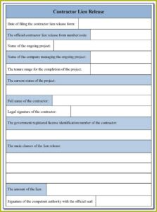 Free Printable Lien Forms