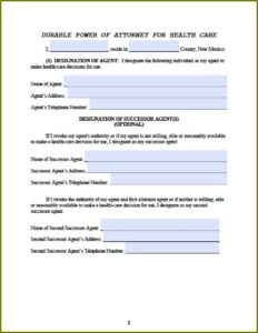 Free Printable Medical Power Of Attorney Form New Mexico