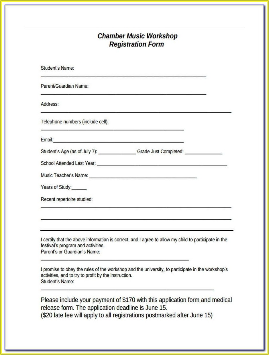 Free Printable Registration Forms Template